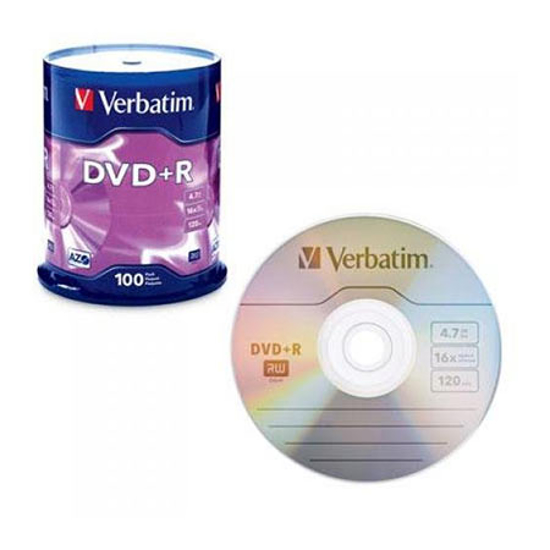 Picture of DVD-R, VERBATIM,4,7 GB,16X, spindle 100 kom,MATT SILVER