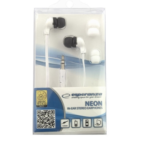 Picture of Slušalice ESPERANZA NEON In-Ear, Amplified BASS , white, 2x spare rubber pads EH147W