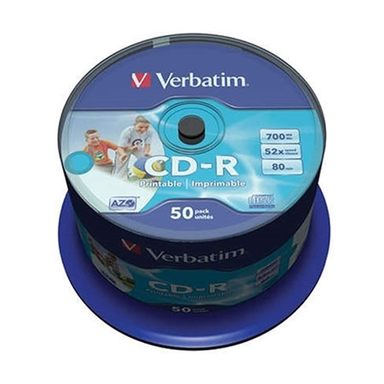 Picture of CD-R,VERBATIM, 700 MB,52X,spindle 50 kom WRAP,printable