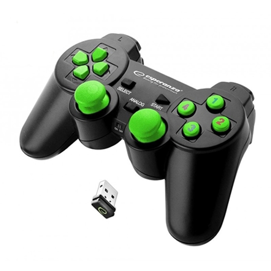 Picture of Game Pad ESPERANZA GLADIATOR, vibration, PS3/PC, wireless, black/green, EGG108G