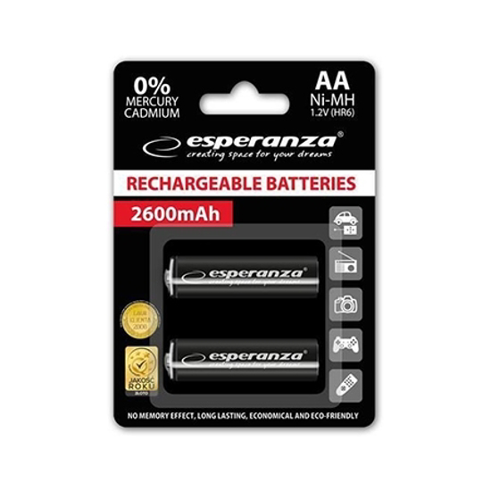 Picture of Punjive baterije ESPERANZA RECHARGEABLE Ni-MH  AA 2600MAH 2kom. black, EZA105