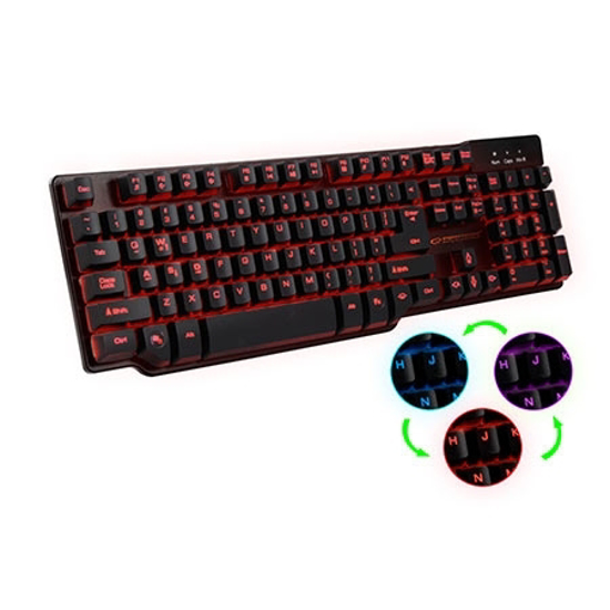 Picture of Tastatura gaming mechanical feel ESPERANZA HUNTER, USB, multicolor illuminated, multimedia, US layout, EGK601