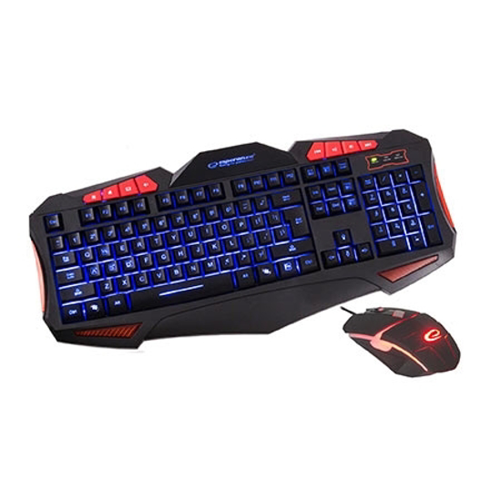 Picture of Tastatura i miš gaming ESPERANZA SHELTER, USB, multicolor illuminated, multimedia, US layout, EGK3000