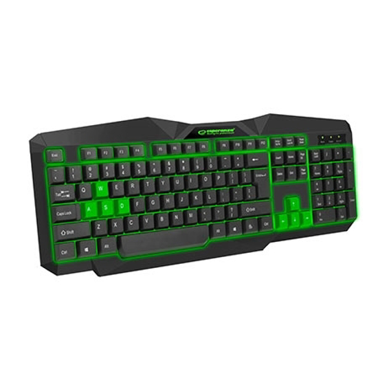 Picture of Tastatura gaming ESPERANZA TIRIONS, USB, illuminated, green, US layout, EGK201G