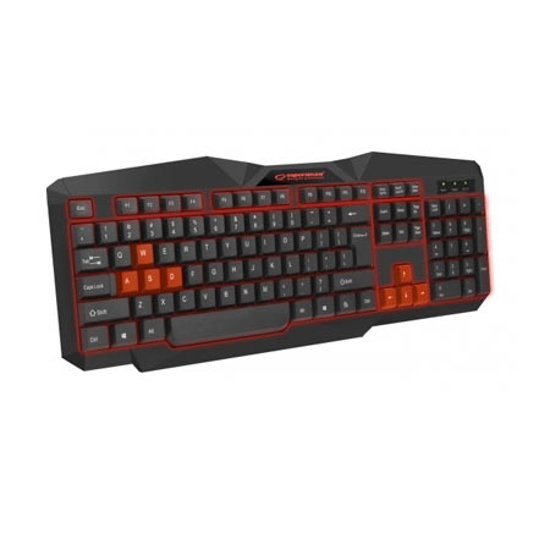 Picture of Tastatura gaming ESPERANZA TIRIONS, USB, illuminated, red, US layout, EGK201R