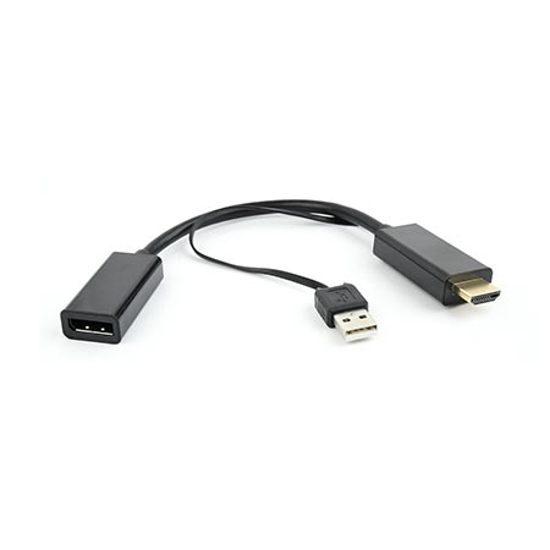 Picture of HDMI adapter GEMBIRD DSC-HDMI-DP HDMI to DisplayPort converter, black, USB powerd