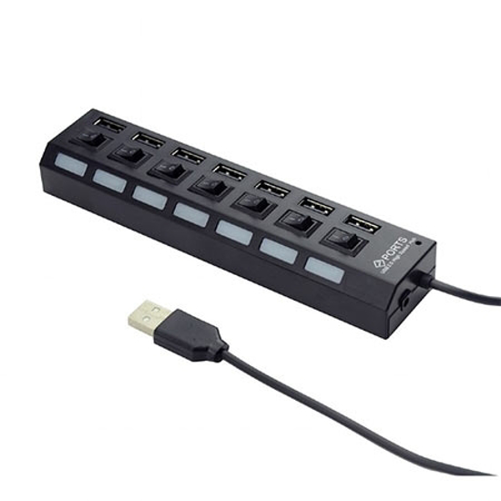 Picture of USB HUB GEMBIRD aktivni sa prekidačima UHB-U2P7-03, 7 port, LED indikator, black, + strujni adapter