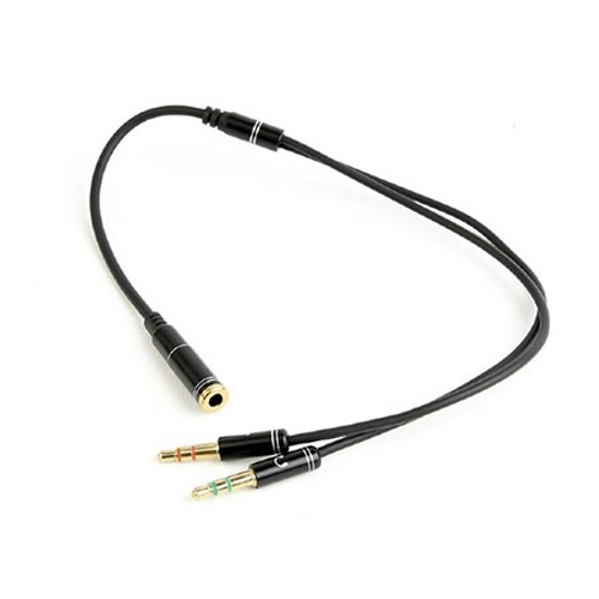 Picture of GEMBIRD audio adapter za slušalice 2x3,5mm 3pin to 1x 3,5 mm 4pin metal connector (mic/slušalice), CCA-418M