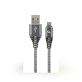 Picture of USB 2.0 kabl Premium cotton braided Type-C USB charging and data cable, 1 m, spacegrey/white, GEMBIRD CC-USB2B-AMCM-1M-WB2