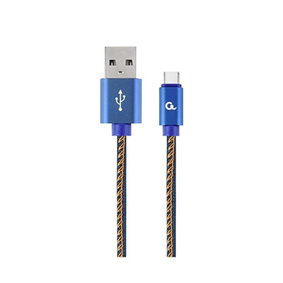 Picture of USB 2.0 kabl Premium jeans (denim) Type-C USB cable with metal connectors, 2m, blue, GEMBIRD CC-USB2J-AMCM-2M-BL