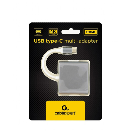 Picture of USB adapter Type-C to Type-C, USB3.0, HDMI, GEMBIRD,Space Grey, A-CM-HDMIF-02-SG