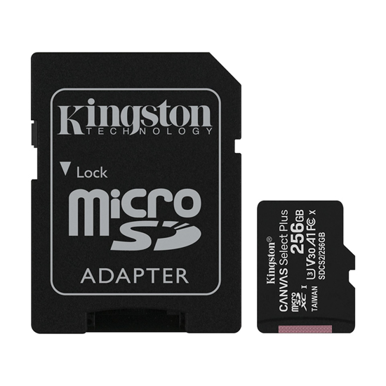 Picture of Micro SD card Kingston 256 GB SDHC  SDCS2/256GB  Class10 Canvas Select Plus SD adapter;100MBs Read,Class 10 UHS-I