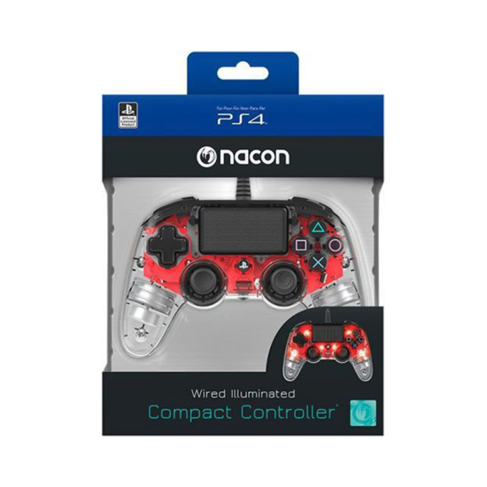 Picture of Bigben PS4 Nacon Compact Light Wired Controller prozirno-crveni