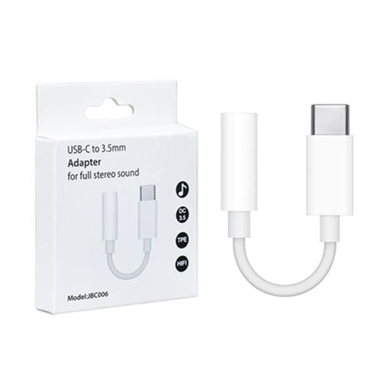 Picture of Audio kabl USB type-C plug to stereo 3.5 mm audio adapter cable, 10 cm white JBC006