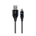 Picture of USB 2.0 kabl Premium cotton braided Type-C USB charging and data cable, 1 m, black/white, GEMBIRD CC-USB2B-AMCM-1M-BW