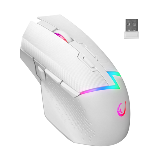 Picture of Miš gaming RAMPAGE DROP M3, white, RGB, wireless, 10000dpi