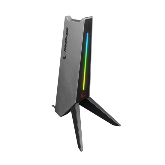 Picture of Stalak za slušalice RAMPAGE gaming RM-H20 gray, RGB, 2xUSB, 1xAUX, 1 dugme za promjenu boje RGB