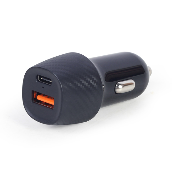 Picture of USB punjač za auto GEMBIRD, fast charger 2-port USB-A + Type-C PD, 18 W, black, TA-U2QC3-CAR-02