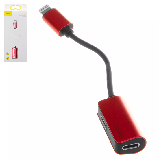 Picture of BASEUS ADAPTER L37 - LIGHTNING MALE TO 2XLIGHTNING FEMALE - (CALL37-91) RED