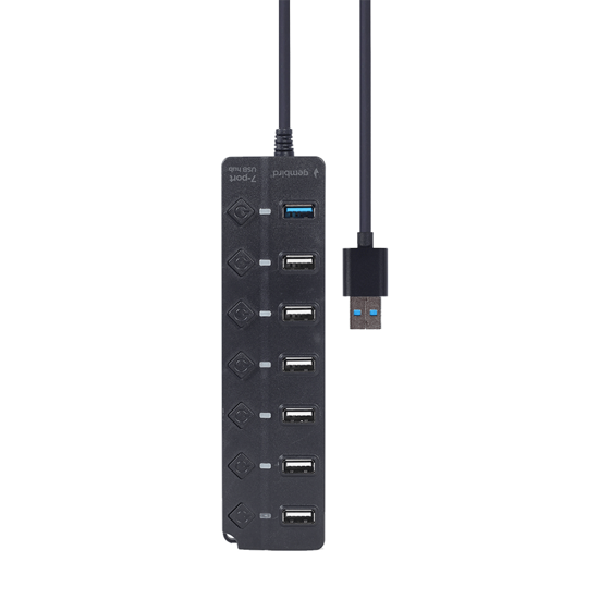 Picture of USB HUB 7-portni (1 x USB 3.1 + 6 x USB 2.0) sa prekidačima, crni UHB-U3P1U2P6P-01