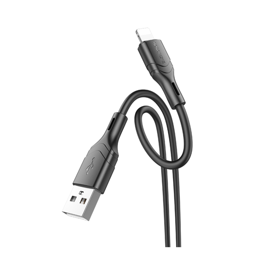 Picture of USB kabal BOROFONE BX99 Method 60W, 2,4 A silicone charging data cable 1m, Type-A to lighting, black