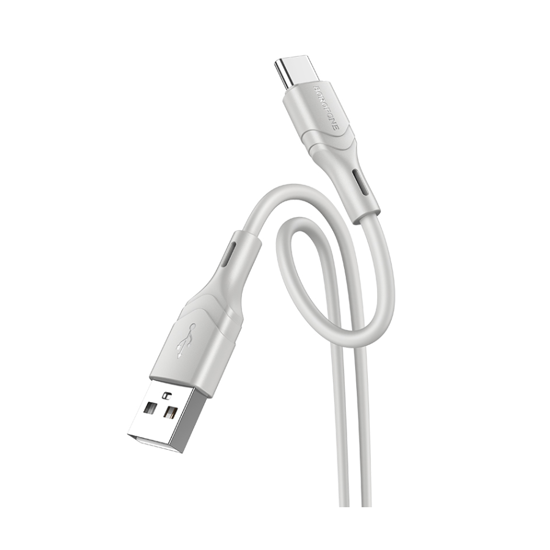 Picture of USB kabal BOROFONE BX99 3,0 A, Method silicone charging data cable 1m, USB to type-c gray