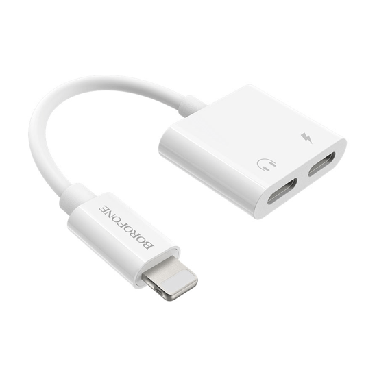 Picture of USB audio adapter Dual iPhone/lightning BOROFONE BV11 digital audio converter white