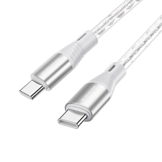 Picture of USB kabal BOROFONE BX96 Ice crystal 60W, 3A silicone charging data cable 1m, Type-C to Type-C gray