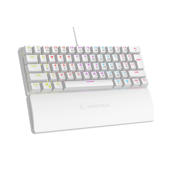 Picture of Tastatura gaming RAMPAGE PLOWER K60 White US Layout Wrist Support Blue Switch Gaming Keyboard