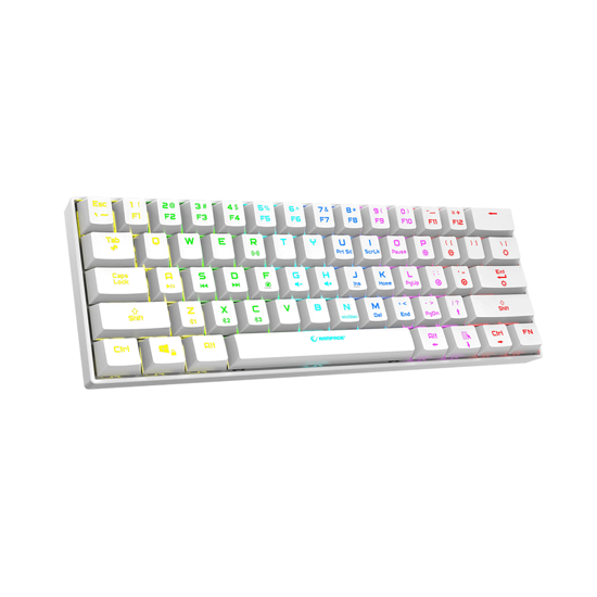 Picture of Tastatura gaming RAMPAGE KB-RX63 B-ATOM White Bluetooth RGB Backlight RED SWITCH US Layout 63 Mini