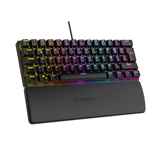 Picture of Tastatura gaming RAMPAGE PLOWER K60 Black US Layout Wrist Support Blue Switch Gaming Keyboard