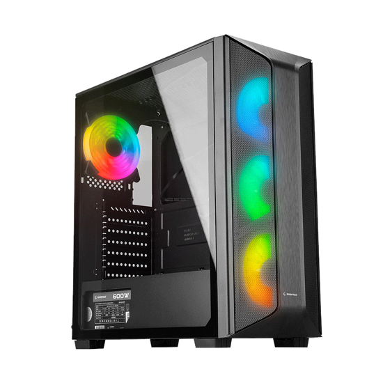 Picture of Kucište gaming RAMPAGE HYDRA V2 BLACK Tempered Glass Type-C+USB3.0 4*ARGB Infinity Fan+Hub E-ATX Exclusive Gaming