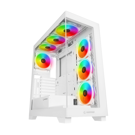 Picture of Kucište gaming RAMPAGE HYDRA V3 WHITE Tempered Glass White 7*12cm RGB Fan ATX Mid-T Exclusive Gaming Player Case
