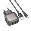 Picture of USB punjač sa kablom 1m USB to Type-C BOROFONE BAS51A Absolute dual-port charger set Type-C black