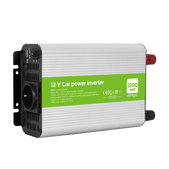Picture of DC-AC inverter za auto GEMBIRD, in12Vout220V 1200W EG-PWC1200-01
