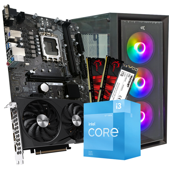 Picture of GNC GAMER VOYAGER i3-12100F, H610, 32 GB DDR4, 1TB NVMe, RTX 3060 8GB, PSU 600W, gaming kućište