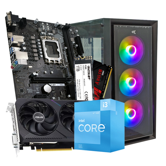 Picture of GNC GAMER HUNTER i3-12100F, H610, 16 GB DDR4, 1TB NVMe, RTX 3050 8GB, PSU 550W, gaming kućište