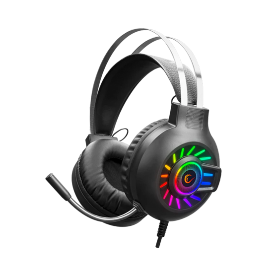 Picture of Slušalice sa mikrofonom gaming  RAMPAGE RM-K44 ZENGIBAR Black 7.1 Surround RGB Light Effect Gaming Headset with Flexivle long Microphone, 35129