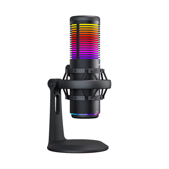 Picture of Mikrofon gaming RAMPAGE Bemol RGB Black Microphone with Shock Mount and Pop Filter for Gaming, Streaming, Podcasts, 41147