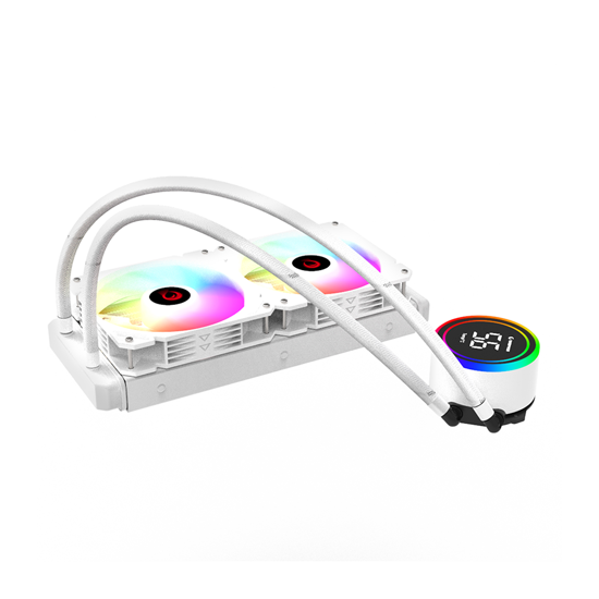Picture of CPU hladnjak AIO Liquid RAMPAGE HELIOS C15 White 12cm Fan Temperature Display Intel LGA1700/AMD AM5 ARGB 240mm Liquid Cooling CPU Fan, 40917