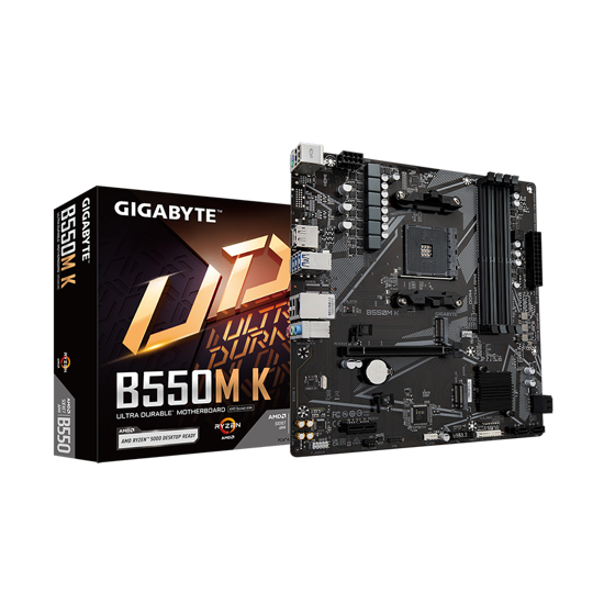 Picture of GIGABYTE MB B550M K, AM4 4xDDR4, 2xM.2, 4xSATA; 8xusB; DP; HDMI; PS2; mATX