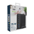 Picture of Power station USB brzi/quick punjač GEMBIRD, 6-port 75W GaN USB fast charger, black, Type-C, USB, TA-UC-2A4C-PD75-01-BK