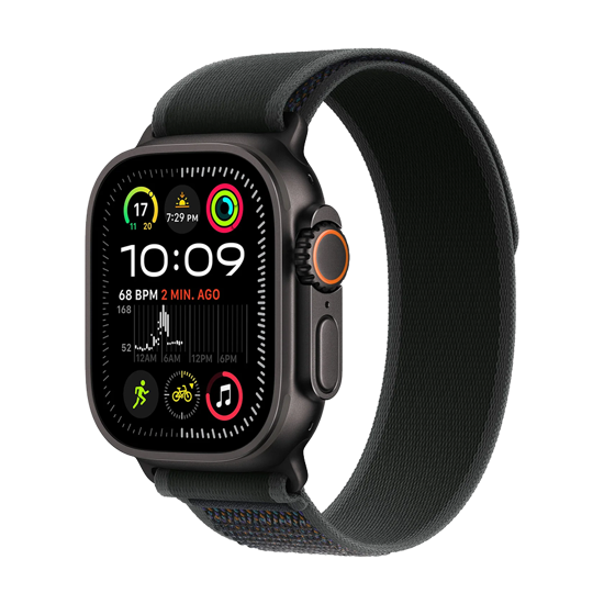 Picture of Apple Watch Ultra 2 49mm Black Titanium Case with Black Trail Loop MX4U3QA/A