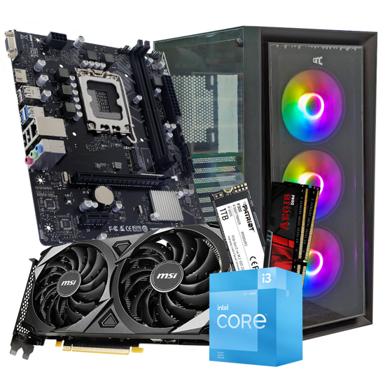 Picture of GNC GAMER VOYAGER i3-12100F, H610, 32 GB DDR4, 1TB NVMe, RTX 3060 12GB, PSU 650W, gaming kucište