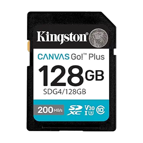Picture of SD card Kingston 128 GB SDG4/128GB  SDXC,r/w:200/160MB/s, DSLRs, mirrorless cameras, 4K video