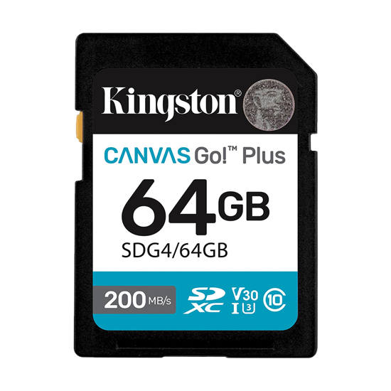 Picture of SD card Kingston 64 GB SDG4/64GB  SDXC,r/w:200/100MB/s, DSLRs, mirrorless cameras, 4K video