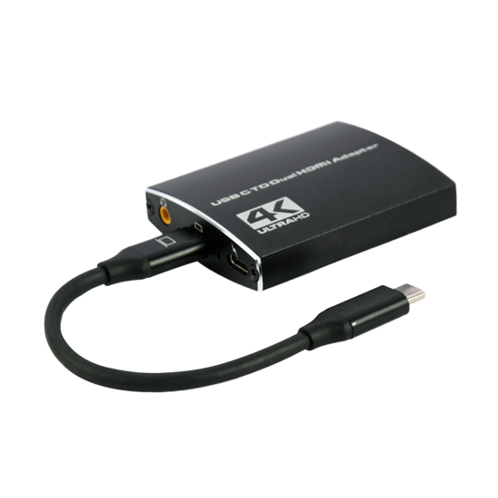 Picture of USB adapter Type-C to dual HDMI adapter, 4K 60Hz, black, GEMBIRD, A-CM-HDMIF2-01