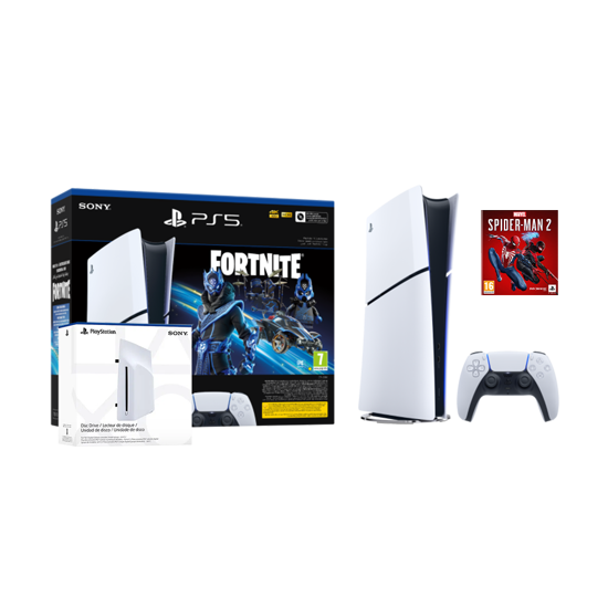 Picture of PlayStation 5 Slim Digital Edition D chassis+Playstation Disc drive+ +Fortnite VCH+Marvel"s Spider-Man 2 St. E.VCH 1000045170MSM2V2