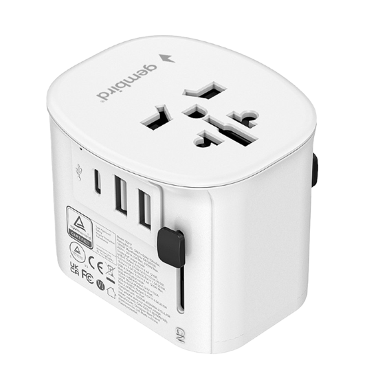 Picture of Univerzalni strujni adapter za sve zemlje + USB + Type-C punjač GEMBIRD, 20 W, white, TPA-EU2A1C15-01-W