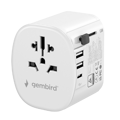 Picture of Univerzalni strujni adapter za sve zemlje + USB + Type-C punjač GEMBIRD, 20 W, white, TPA-EU2A1C15-01-W